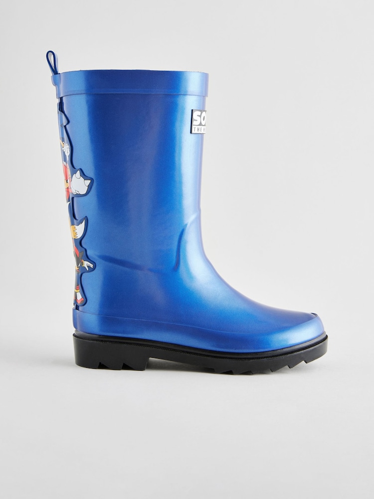 Blue Metallic Sonic Rubber Wellies - Image 2 of 5