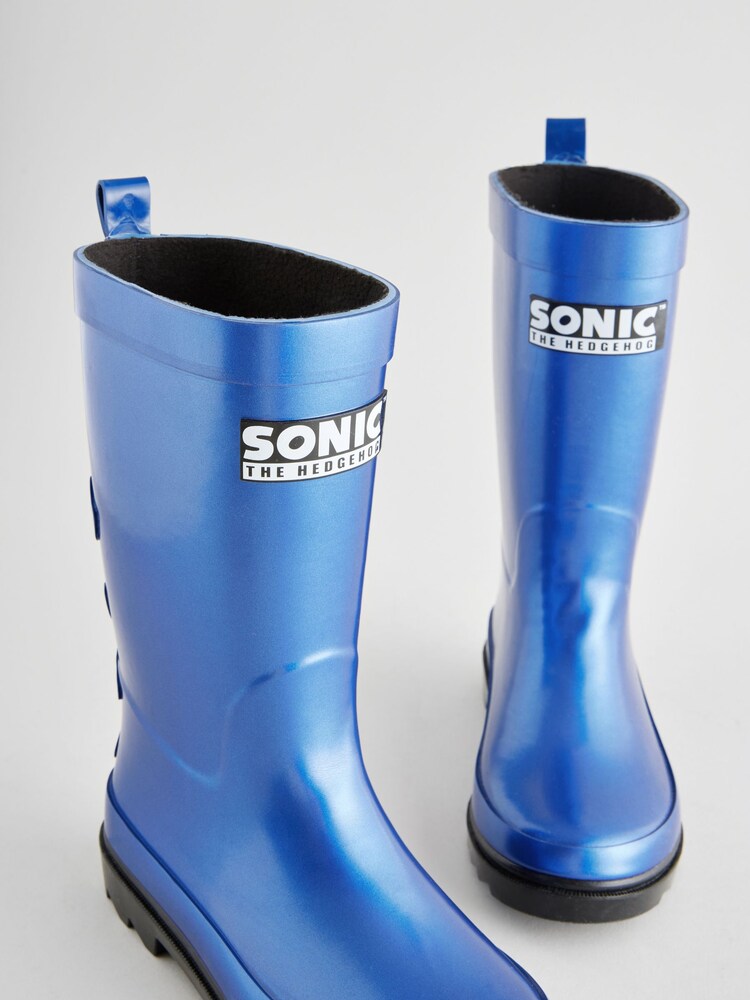 Blue Metallic Sonic Rubber Wellies