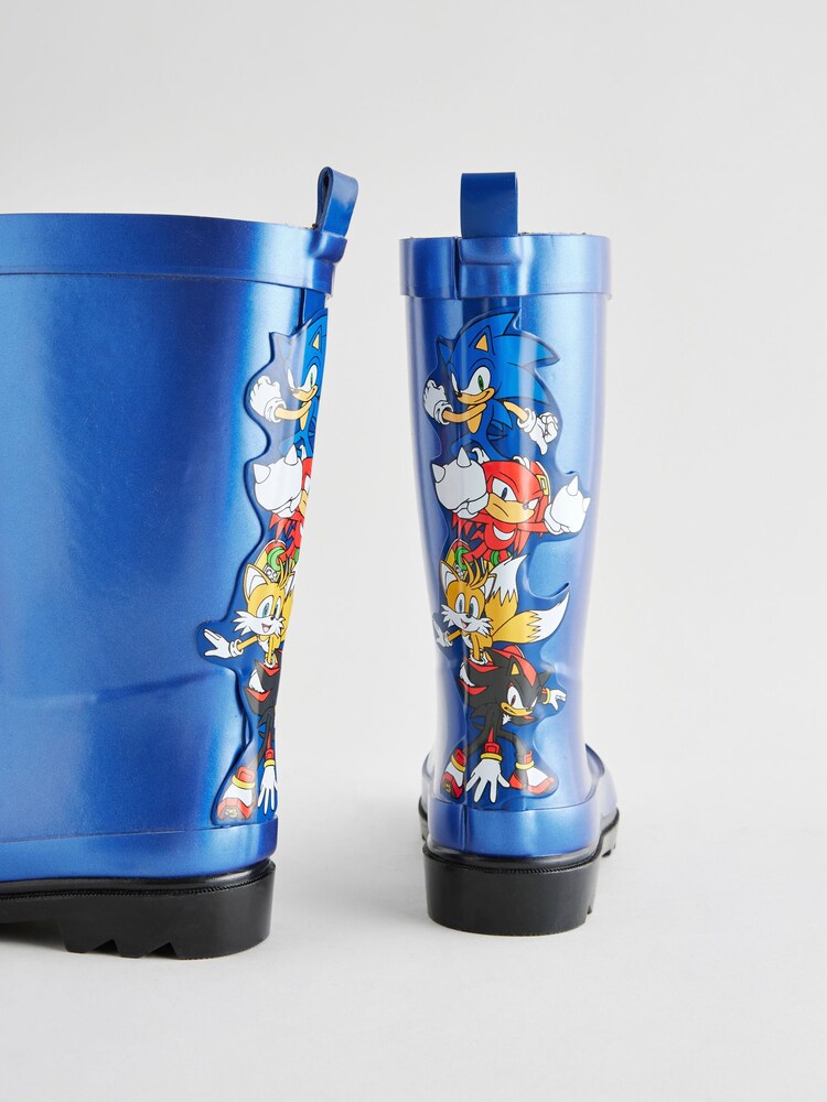 Blue Metallic Sonic Rubber Wellies