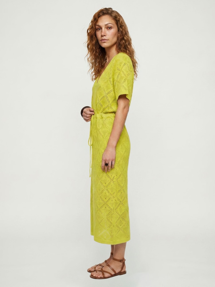 Raffya Green Santorina Knitted Midi Dress - Image 2 of 4
