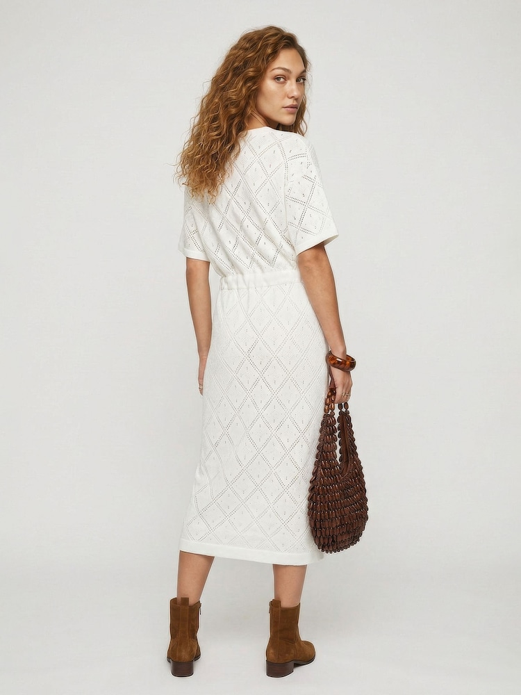 Raffya Cream Santorina Knitted Midi Dress - Image 2 of 4