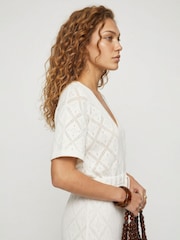 Raffya Cream Santorina Knitted Midi Dress - Image 4 of 4
