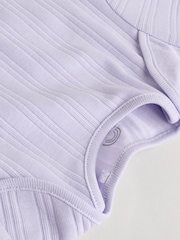 Pink pastels Short Sleeve Rib Baby 100% Cotton Bodysuits 5 Pack - Image 11 of 13
