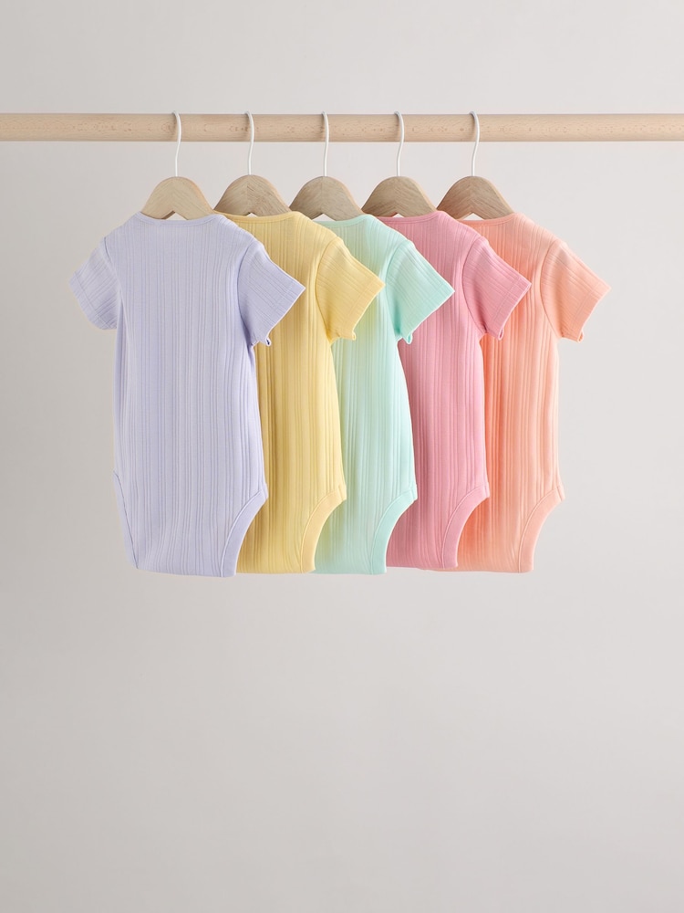Pastellrosa - Kurzarm-Ripp-Bodys aus 100 % Baumwolle im 5er-Pack für Babys - Bild 2 von 13 Pastellrosa - Kurzarm-Ripp-Bodys aus 100 % Baumwolle im 5er-Pack für Babys - Bild 2 von 13