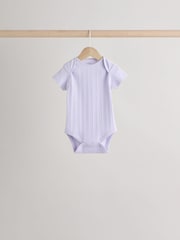 Pink pastels Short Sleeve Rib Baby 100% Cotton Bodysuits 5 Pack - Image 3 of 13