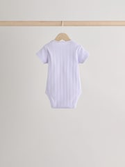 Pink pastels Short Sleeve Rib Baby 100% Cotton Bodysuits 5 Pack - Image 4 of 13