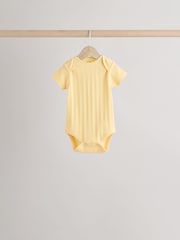 Pink pastels Short Sleeve Rib Baby 100% Cotton Bodysuits 5 Pack - Image 5 of 13