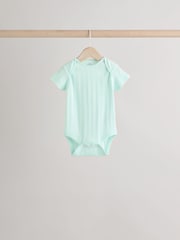 Pink pastels Short Sleeve Rib Baby 100% Cotton Bodysuits 5 Pack - Image 6 of 13