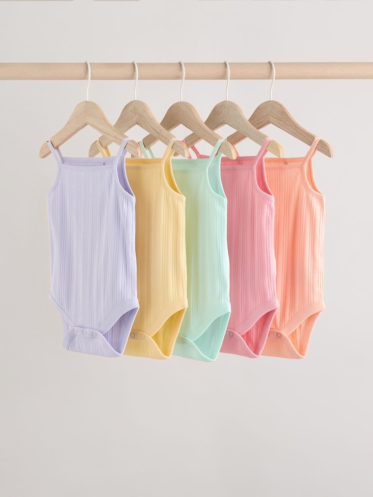 Helle Pastelltöne - Gerippte Träger-Body für Babys aus 100 % Baumwolle im 5er-Pack - Bild 1 von 13 Helle Pastelltöne - Gerippte Träger-Body für Babys aus 100 % Baumwolle im 5er-Pack - Bild 1 von 13