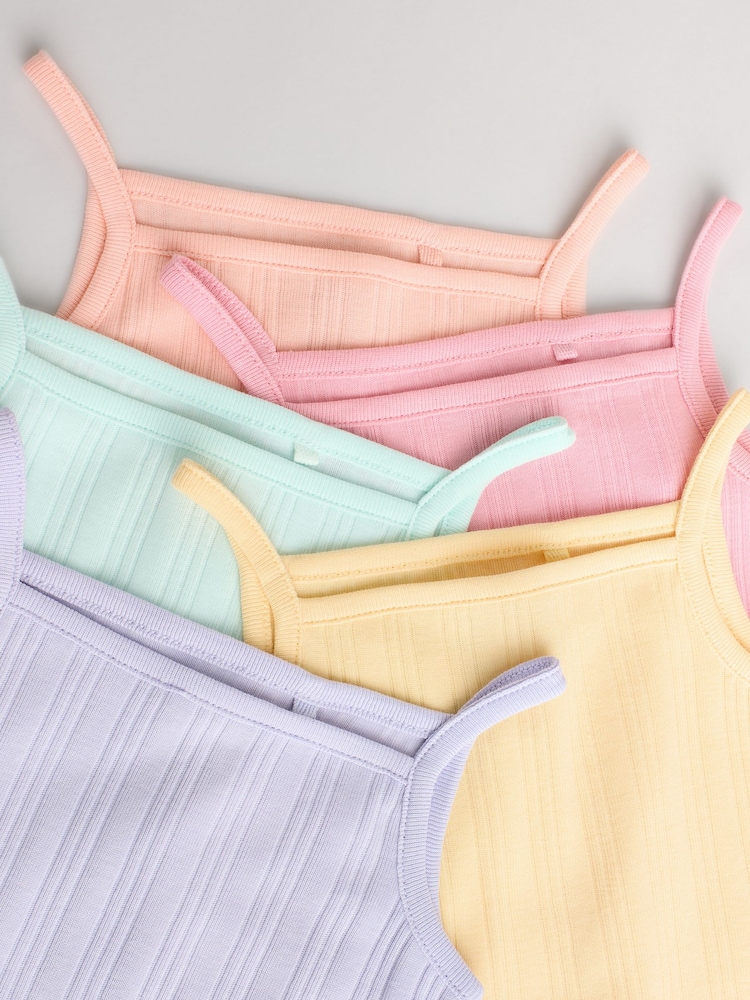 Pale pastels - Débardeur côtelé à bretelles Bébé 100% coton Body 5 Lot - Image 10 of 13