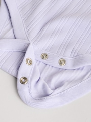 Pale pastels Ribbed Strappy Vest Baby 100% Cotton Bodysuits 5 Pack - Image 12 of 13