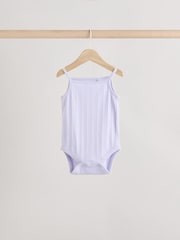 Pale pastels Ribbed Strappy Vest Baby 100% Cotton Bodysuits 5 Pack - Image 3 of 13