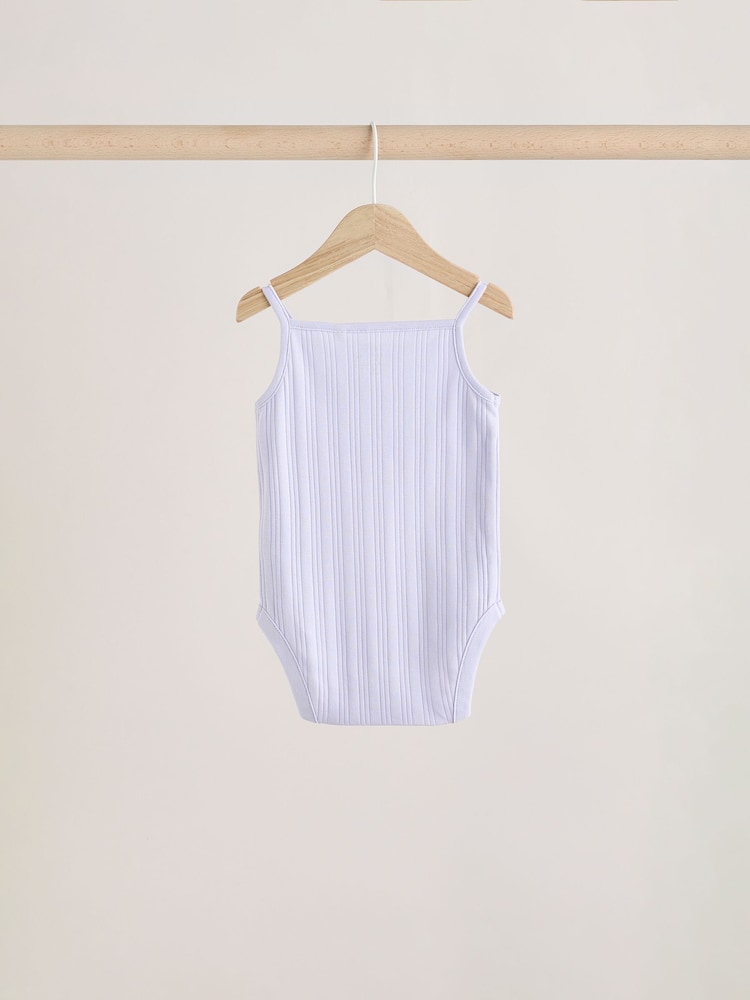 Pale pastels - Débardeur côtelé à bretelles Bébé 100% coton Body 5 Lot - Image 4 of 13