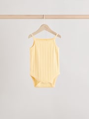 Pale pastels Ribbed Strappy Vest Baby 100% Cotton Bodysuits 5 Pack - Image 5 of 13