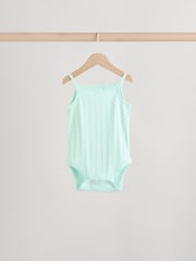 Pale pastels Ribbed Strappy Vest Baby 100% Cotton Bodysuits 5 Pack - Image 6 of 13