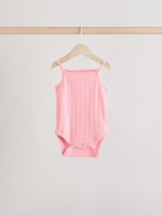 Pale pastels Ribbed Strappy Vest Baby 100% Cotton Bodysuits 5 Pack - Image 7 of 13