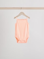 Pale pastels Ribbed Strappy Vest Baby 100% Cotton Bodysuits 5 Pack - Image 8 of 13