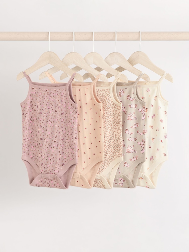 Karamell Floral - Trägerbody Baby, 100 % Baumwollbodys im 5 er-Pack - Image 1 of 11