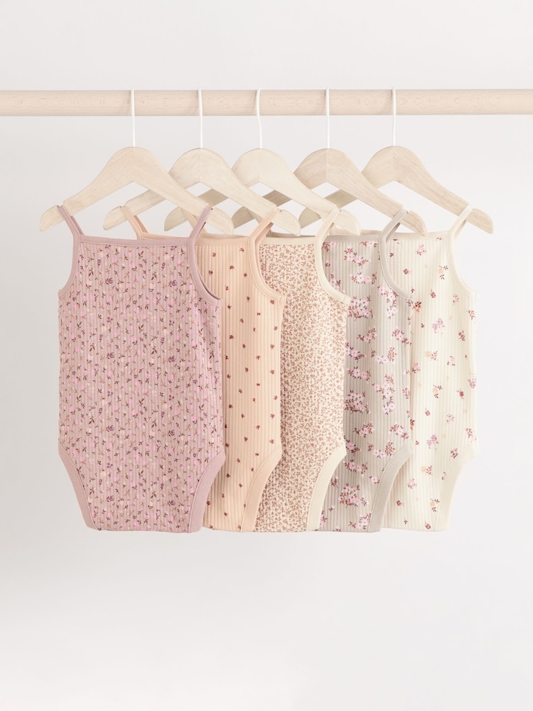 Karamell Floral - Trägerbody Baby, 100 % Baumwollbodys im 5 er-Pack - Image 2 of 11