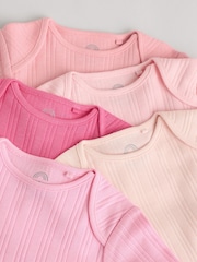 Rose - Lot de 5 bodys côtelés 100% coton à manches longues bébé - Image 10 de 13