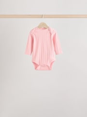 Rose - Lot de 5 bodys côtelés 100% coton à manches longues bébé - Image 7 de 13