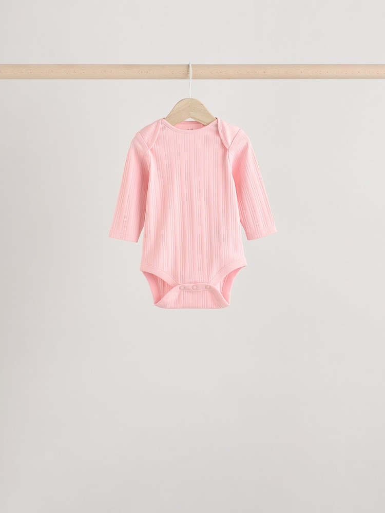 Rose - Lot de 5 bodys côtelés 100% coton à manches longues bébé - Image 7 of 13