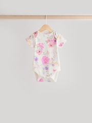 Rózsaszínű Virágos Nyomtatási - Babáknak Rövid ujjú  100% Cotton Body 3 Csomag - 12/ 2 kép
