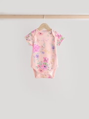 Rózsaszínű Virágos Nyomtatási - Babáknak Rövid ujjú  100% Cotton Body 3 Csomag - 12/ 3 kép
