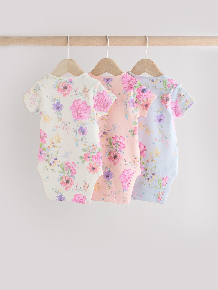 Impression florale rose - Bébé Manches courtes  100% Coton Body 3 Lot - Image 5 of 12