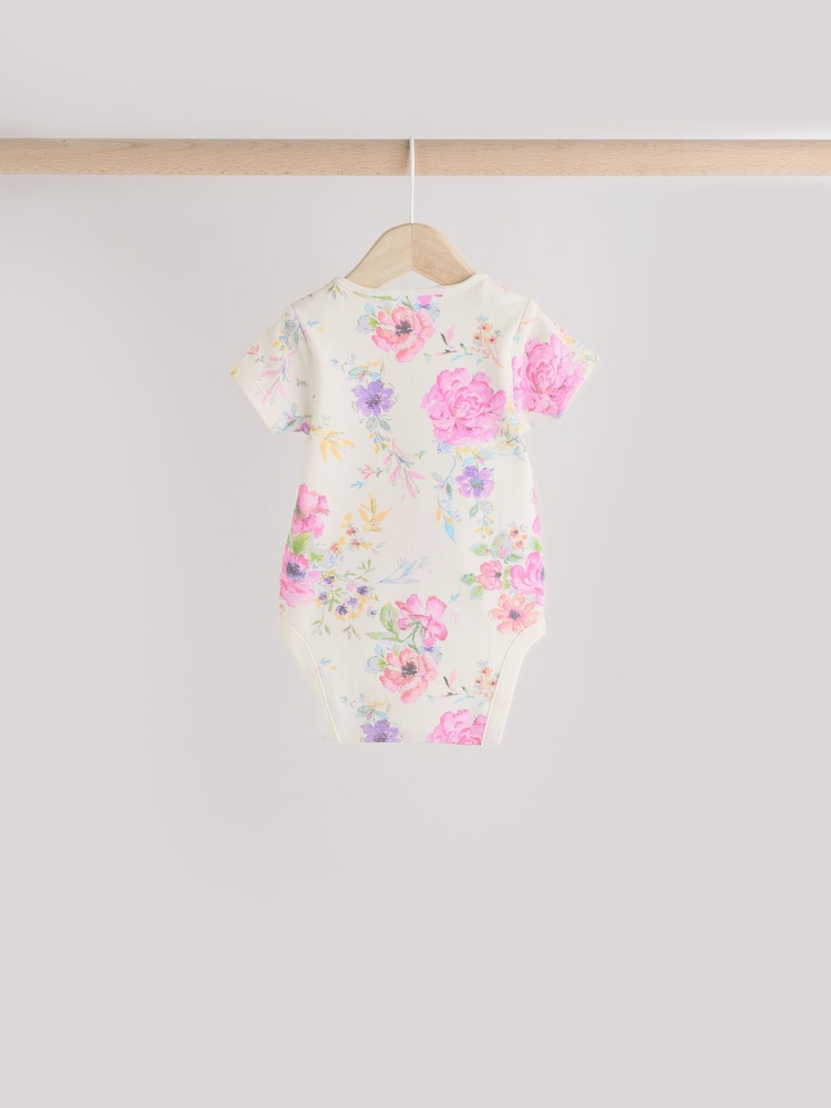 Impression florale rose - Bébé Manches courtes  100% Coton Body 3 Lot - Image 6 of 12
