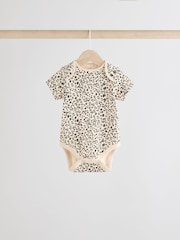 Brown Animal Short Sleeve 100% Cotton Baby Bodysuits 3 Pack - Image 6 of 9