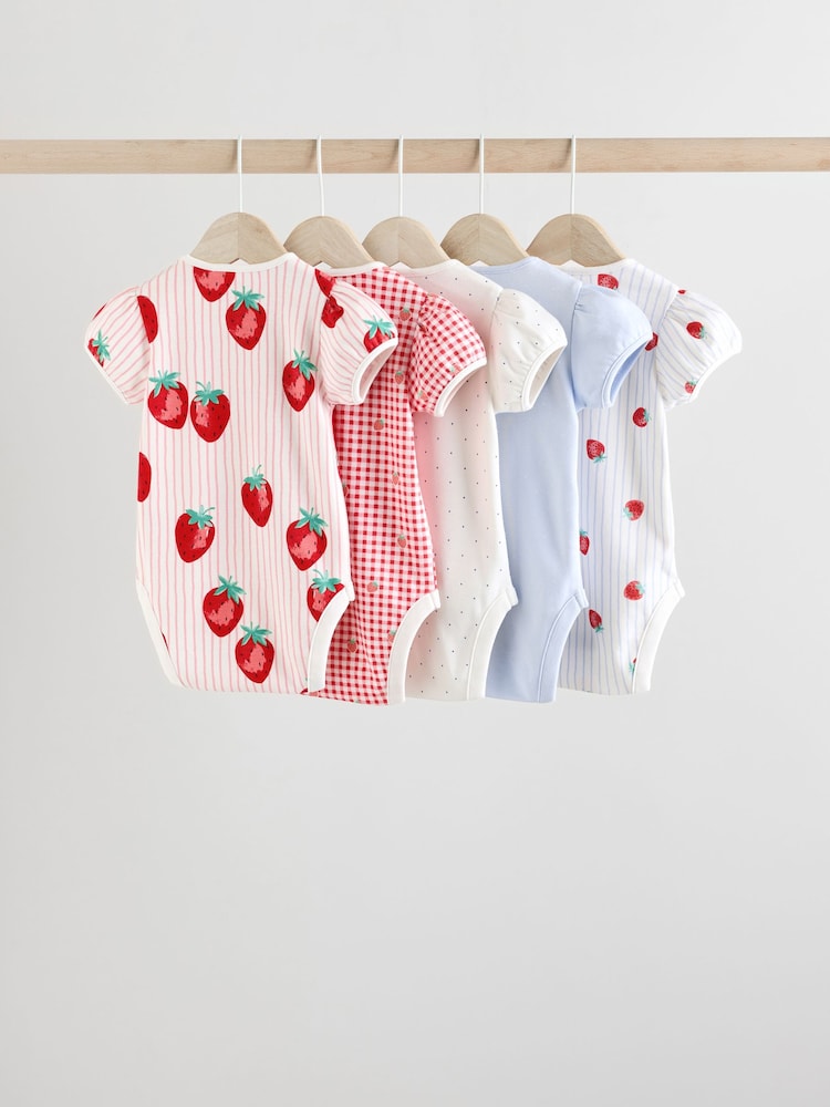 Rot/Erdbeermotiv - Kurzarm-Bodys für Babys aus 100 % Baumwolle im 5er-Pack - Bild 2 von 13 Rot/Erdbeermotiv - Kurzarm-Bodys für Babys aus 100 % Baumwolle im 5er-Pack - Bild 2 von 13