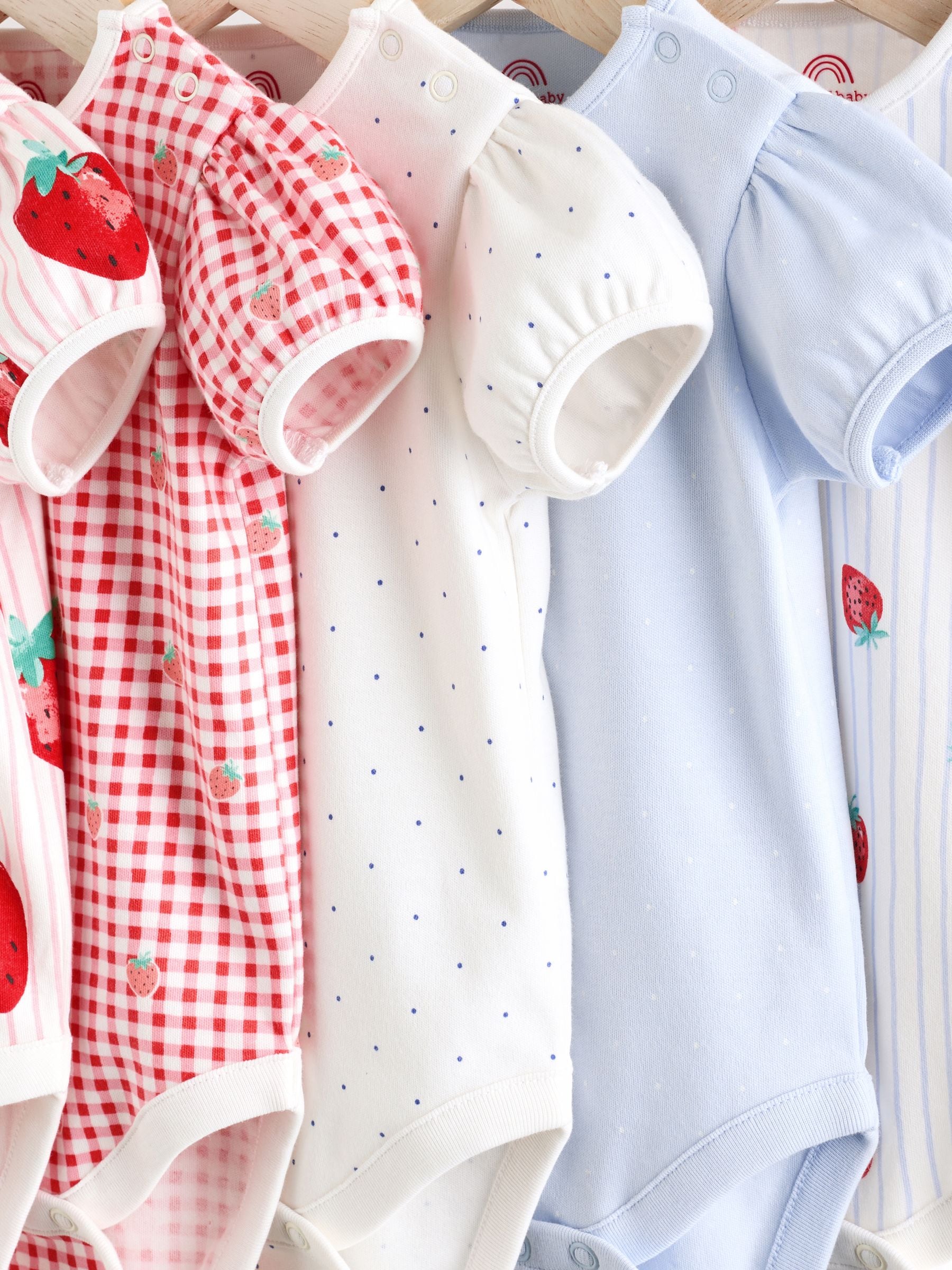 Buy Red Strawberry 100% Cotton Short Sleeve Baby Bodysuits 5