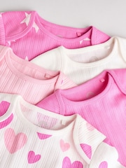 Pink Star Baby Long Sleeve 100% Cotton Bodysuit 5 Pack - Image 10 of 13