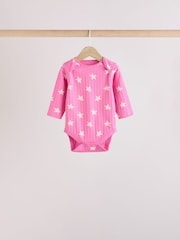 Pink Star Baby Long Sleeve 100% Cotton Bodysuit 5 Pack - Image 6 of 13