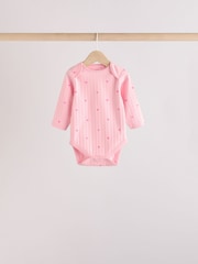 Pink Star Baby Long Sleeve 100% Cotton Bodysuit 5 Pack - Image 8 of 13