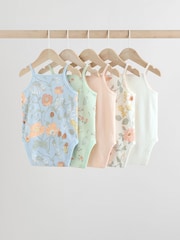 Blue Floral Baby Strappy Vest Bodysuits 5 Pack - Image 2 of 13