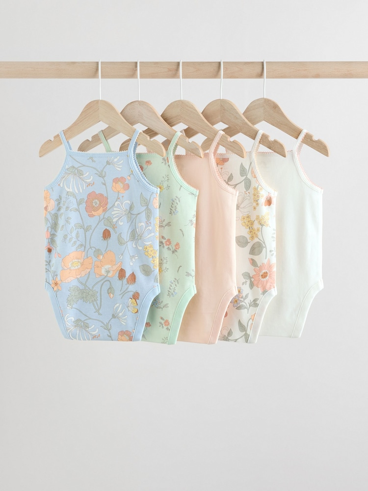 Blau mit floralem Muster - Baby Ärmellose Bodys im 5er-Pack - Bild 2 von 13 Blau mit floralem Muster - Baby Ärmellose Bodys im 5er-Pack - Bild 2 von 13