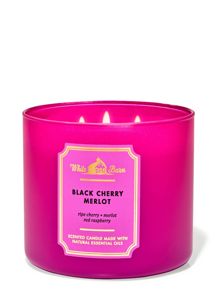 Bath & Body Works BLACK CHERRY MERLOT Black Cherry Merlot 3Wick Candle 14.5 oz / 411 g - Image 1 of 1