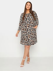 Evans Animal Print Pocket Jersey Black Denim Dress - Image 1 of 1