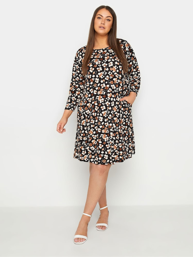 Evans Animal Print Pocket Jersey Black Denim Dress - Image 1 of 1