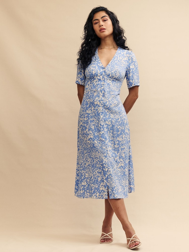 Nobody's Child Blue Lavender Non Print Alexa Midi Dress - Image 1 of 5