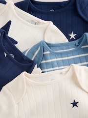 Blue Long Sleeve Baby Bodysuits 5 Pack - Image 10 of 12
