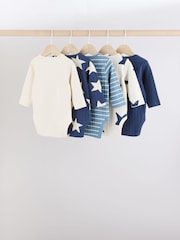 Blue Long Sleeve Baby Bodysuits 5 Pack - Image 2 of 12