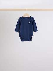 Blue Long Sleeve Baby Bodysuits 5 Pack - Image 8 of 12