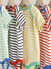 Multi Bright Stripe Short Sleeve Bodysuits 5 Pack - Image 9 of 13