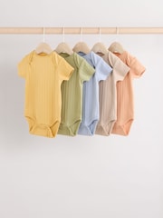 Multi Baby Short Sleeve Bodysuits 5 Pack - Image 1 of 12