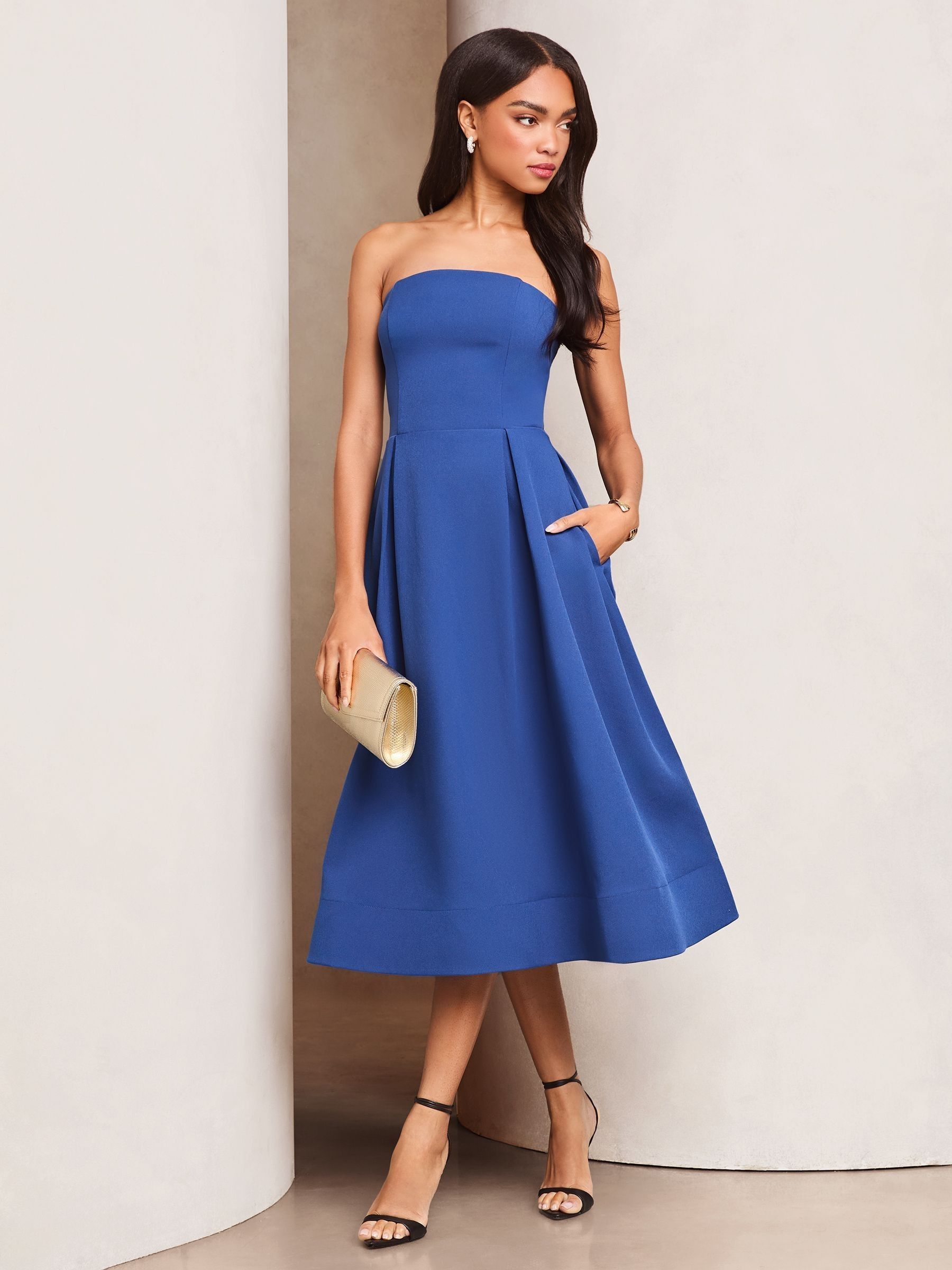 Navy blue bandeau dress outlet
