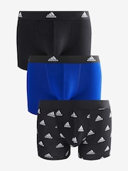 adidas Black/Navy Active Flex Cotton 3 Pack Boxers 5inch - Image 1 of 8