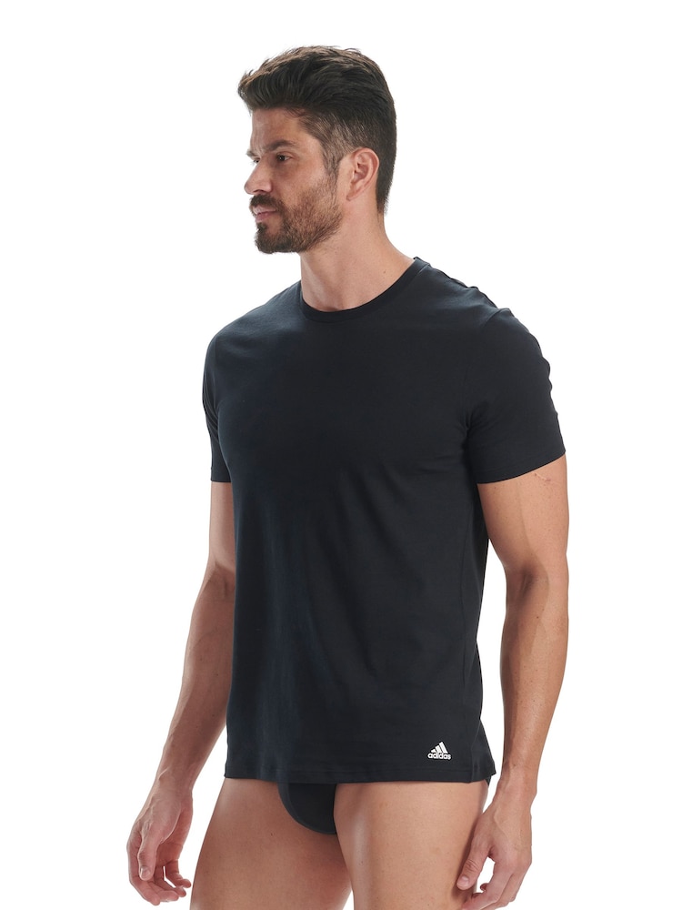 adidas Black Crew Neck 100% Cotton T-Shirts 3 Pack - Image 4 of 6